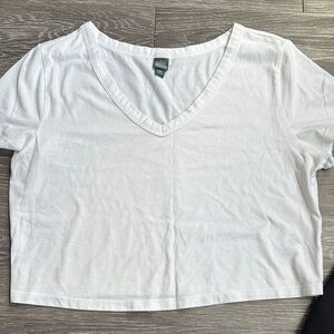 Wild Fable Classic White V-Neck Crop Top